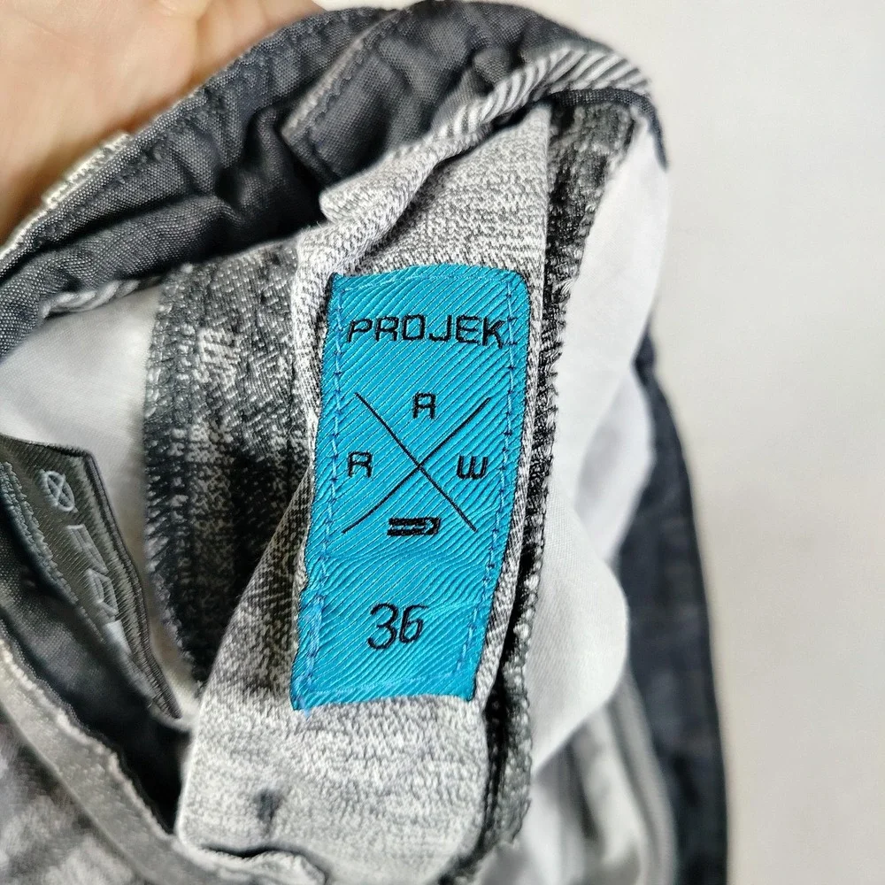 Projek Raw Cargo Shorts Mens 36 Gray Plaid Canvas Relaxed Fit Casual Summer
